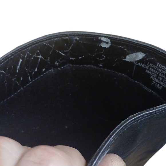 Nine West Tecce Wide Black Leather Knee High Boots Tall Slouch Wedge Boots 7.5 - Picture 11 of 15